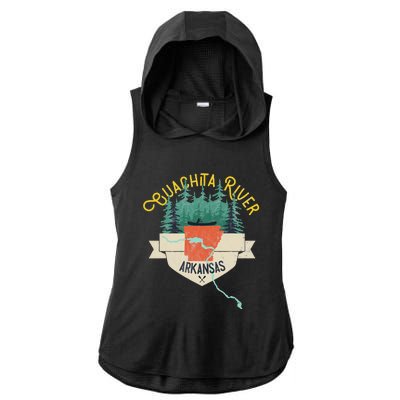 Ouachita River Arkansas National Park River Floating Kayak Ladies PosiCharge Tri-Blend Wicking Draft Hoodie Tank