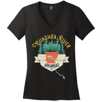 Ouachita River Arkansas National Park River Floating Kayak Women's V-Neck T-Shirt