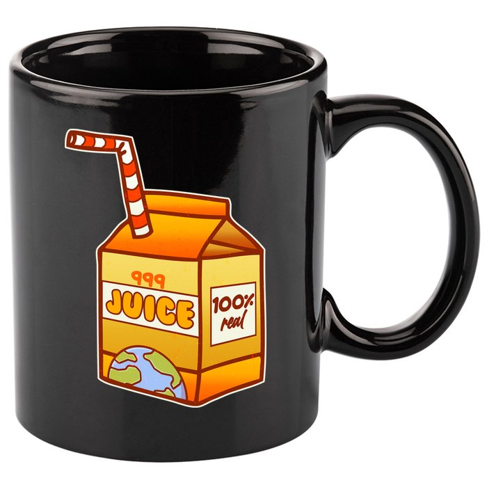 Orange Juice 999 Carton 100% Real Juice 11oz C Handle Ceramic Mug