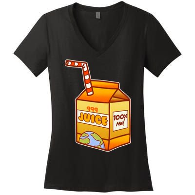 Orange Juice 999 Carton 100% Real Juice Women's V-Neck T-Shirt