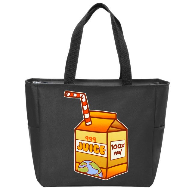 Orange Juice 999 Carton 100% Real Juice Zip Tote Bag