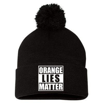 Orange Lies Matter Resist Anti Trump Pom Pom 12in Knit Beanie