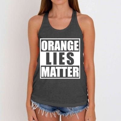 Orange Lies Matter Resist Anti Trump Women's Knotted Racerback Tank