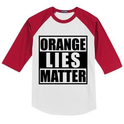 Orange Lies Matter Resist Anti Trump Kids Colorblock Raglan Jersey