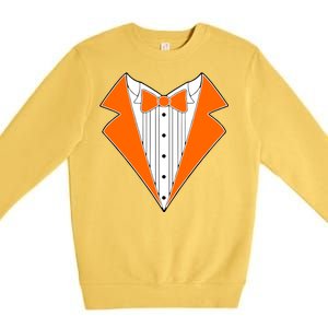 Orange Tuxedo Wedding Bachelor Prom Tux Premium Crewneck Sweatshirt