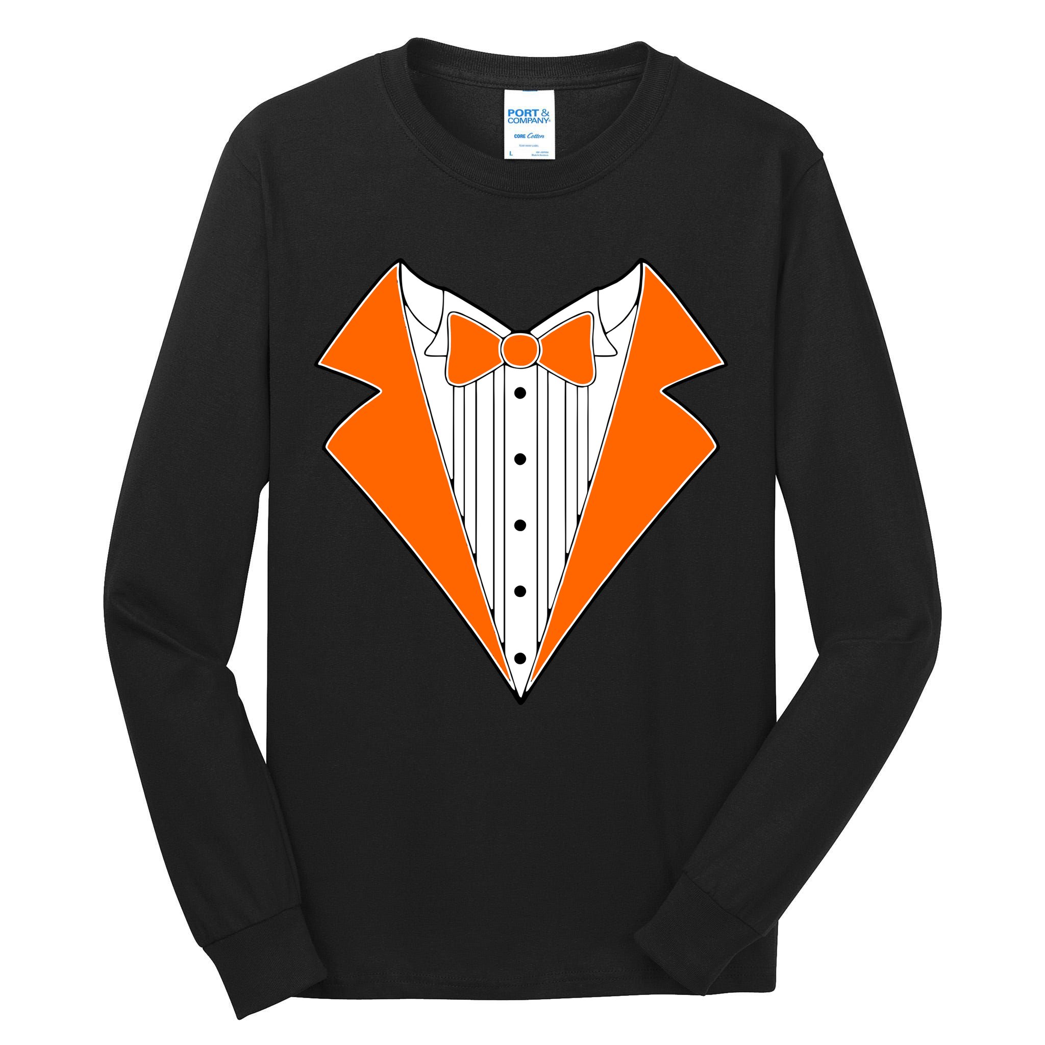 Orange Tuxedo Wedding Bachelor Prom Tux Tall Long Sleeve T-Shirt