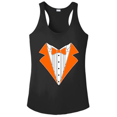 Orange Tuxedo Wedding Bachelor Prom Tux Ladies PosiCharge Competitor Racerback Tank