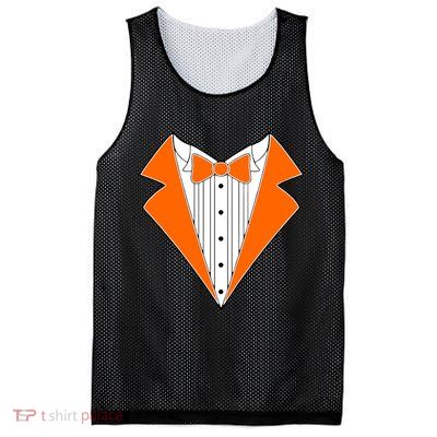 Orange Tuxedo Wedding Bachelor Prom Tux Mesh Reversible Basketball Jersey Tank