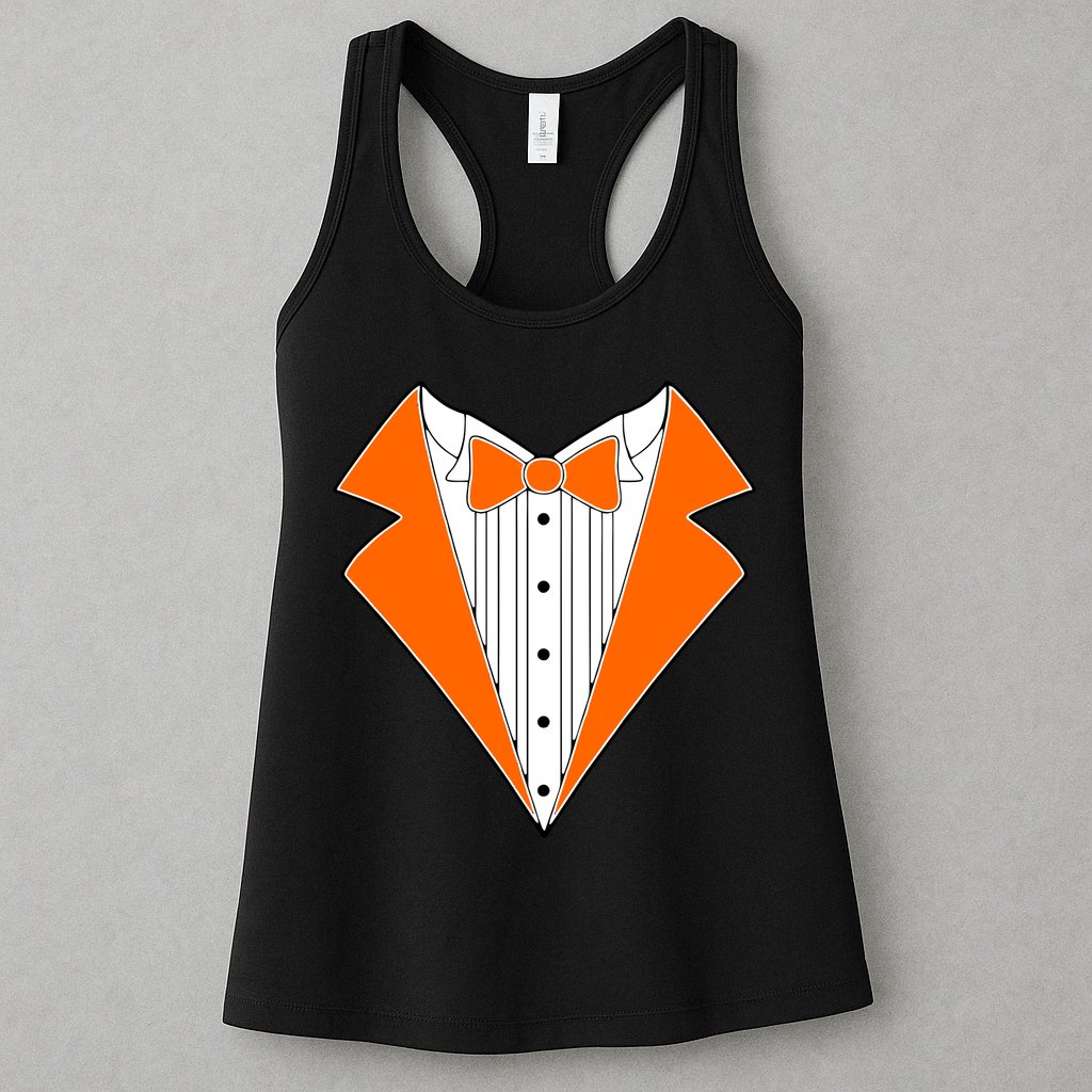 Orange Tuxedo Wedding Bachelor Prom Tux Womens Tank Top