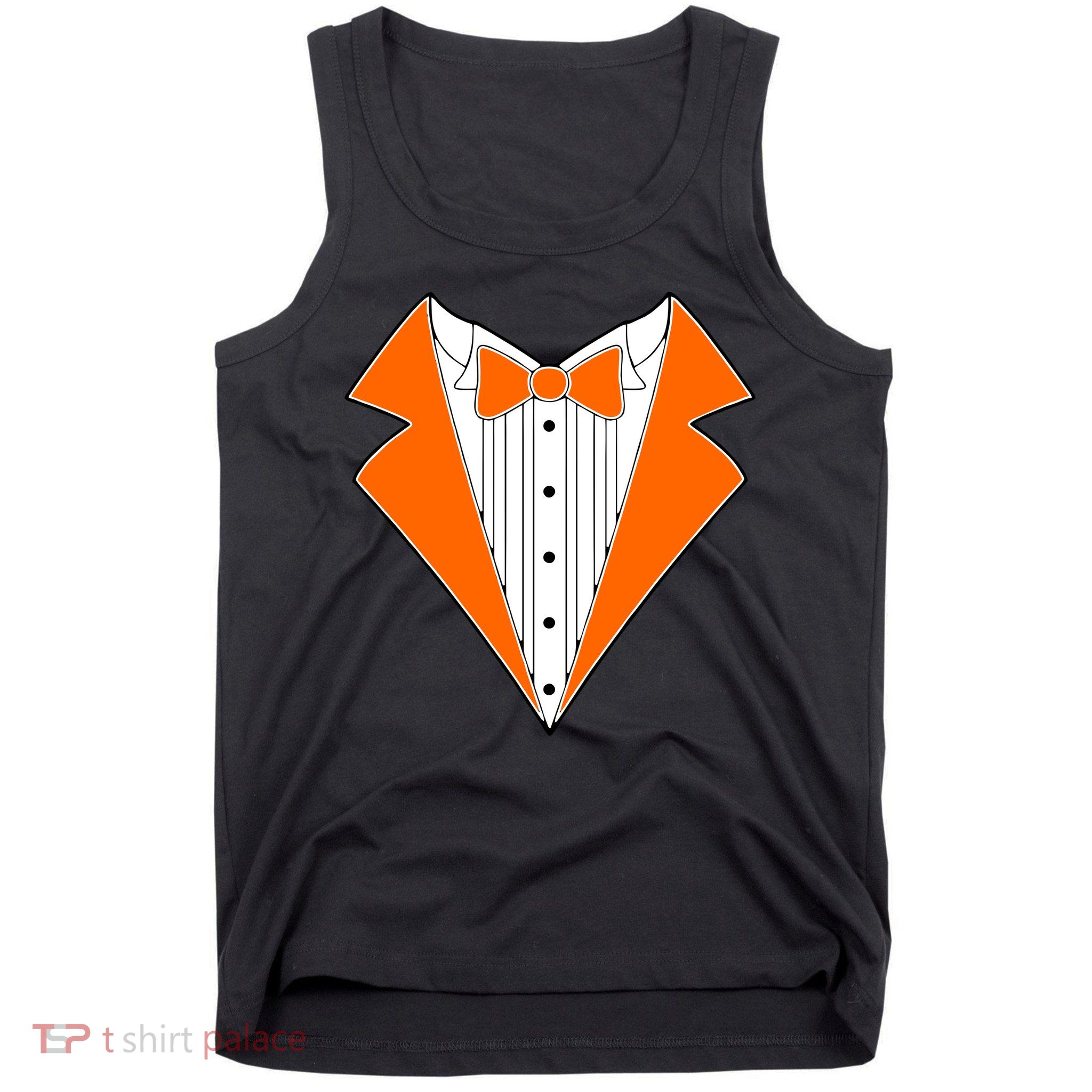 Orange Tuxedo Wedding Bachelor Prom Tux Tank Top