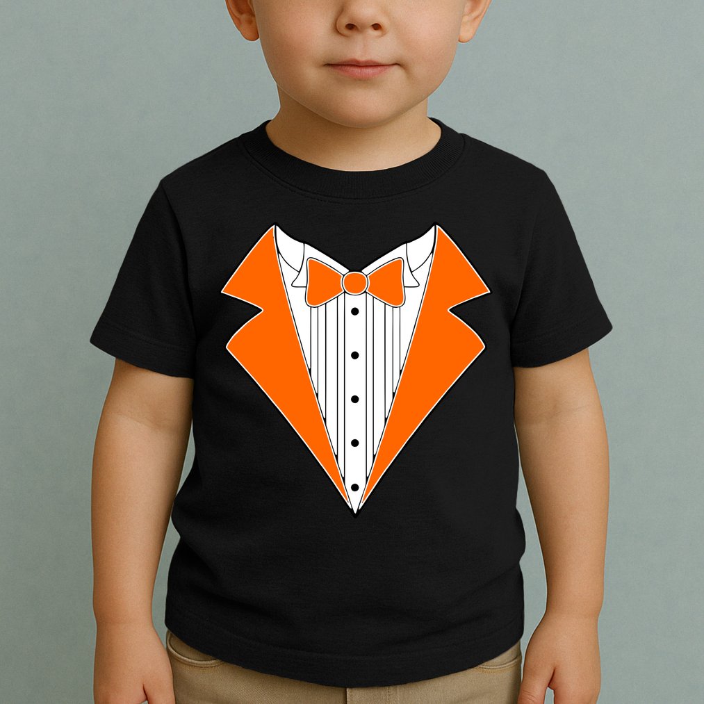 Orange Tuxedo Wedding Bachelor Prom Tux Toddler T-Shirt