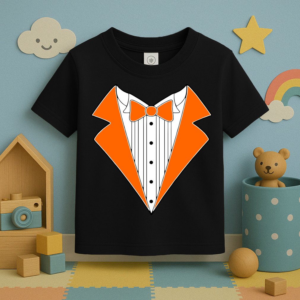 Orange Tuxedo Wedding Bachelor Prom Tux Toddler T-Shirt