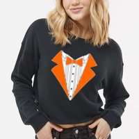 Orange Tuxedo Wedding Bachelor Prom Tux Cropped Pullover Crew