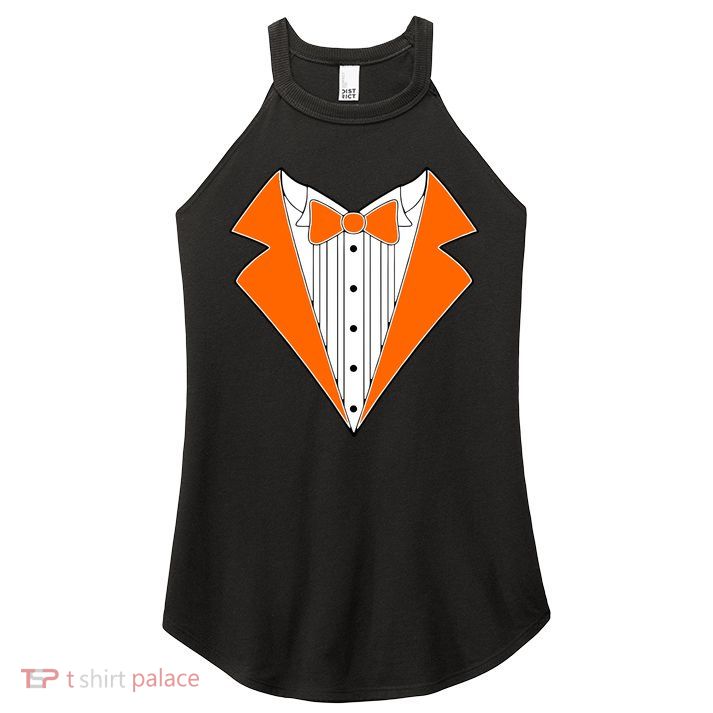 Orange Tuxedo Wedding Bachelor Prom Tux Women's Perfect Tri Rocker Tank
