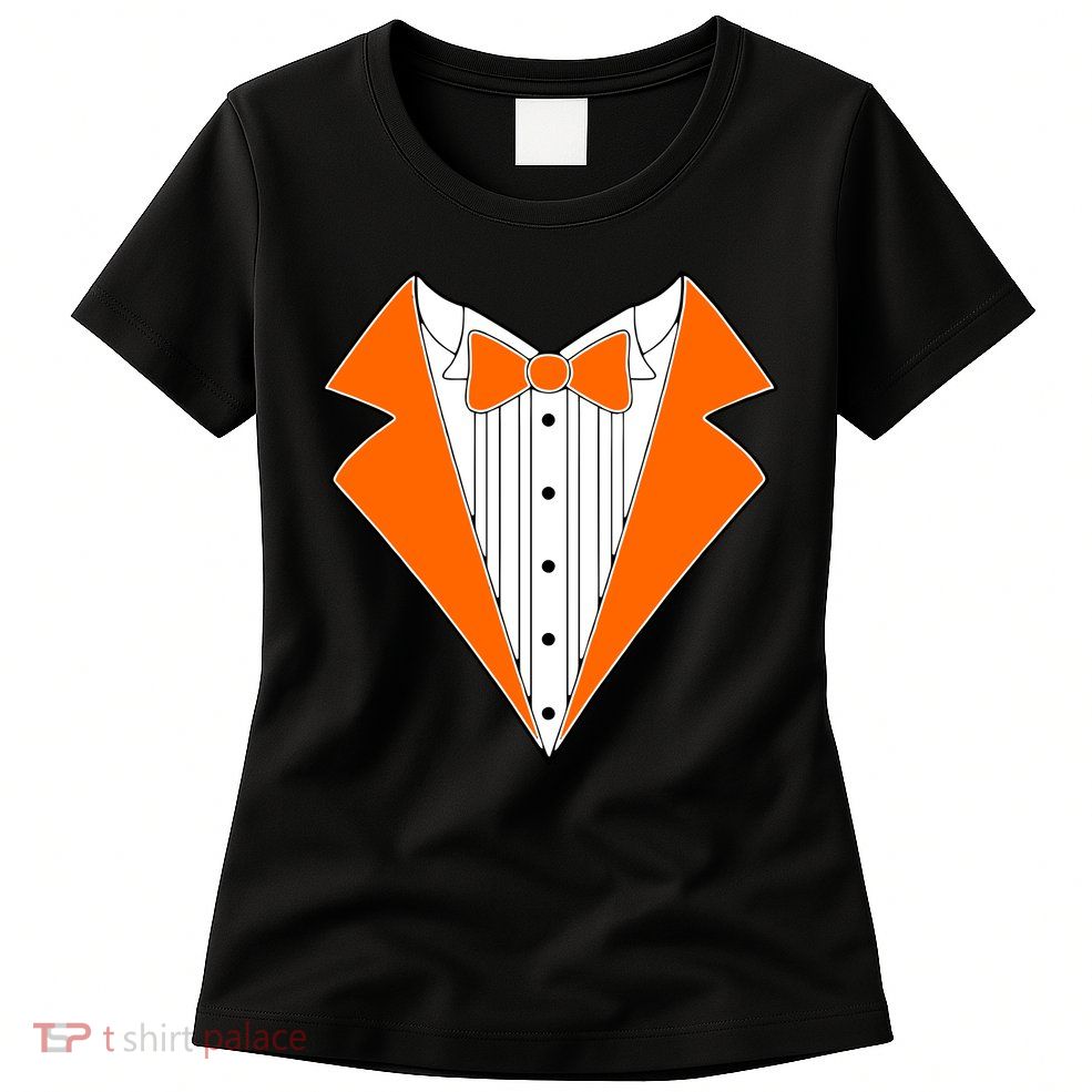 Orange Tuxedo Wedding Bachelor Prom Tux Womens T-Shirt