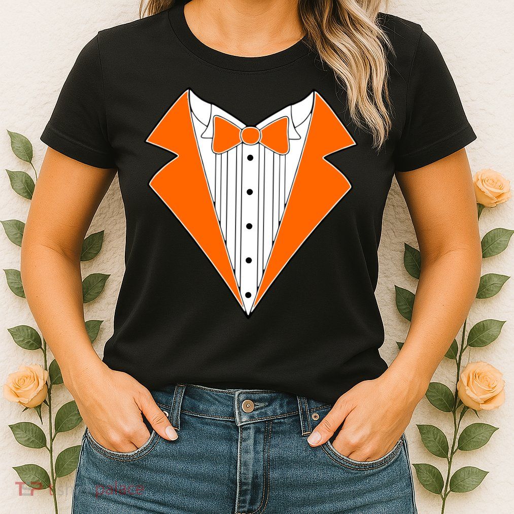 Orange Tuxedo Wedding Bachelor Prom Tux Womens T-Shirt