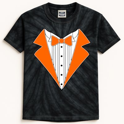 Orange Tuxedo Wedding Bachelor Prom Tux Kids Tie-Dye T-Shirt