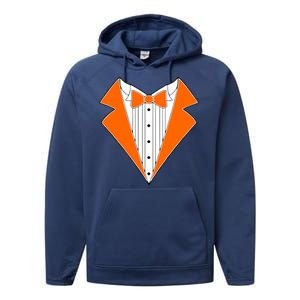 Orange Tuxedo Wedding Bachelor Prom Tux Performance Fleece Hoodie