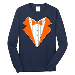 Orange Tuxedo Wedding Bachelor Prom Tux Long Sleeve Shirt