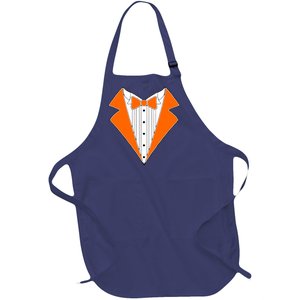 Orange Tuxedo Wedding Bachelor Prom Tux Full-Length Apron With Pockets