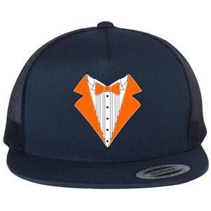 Orange Tuxedo Wedding Bachelor Prom Tux Flat Bill Trucker Hat