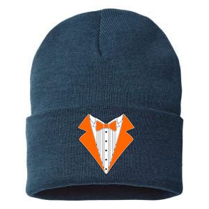 Orange Tuxedo Wedding Bachelor Prom Tux Sustainable Knit Beanie