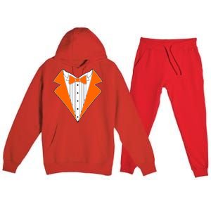 Orange Tuxedo Wedding Bachelor Prom Tux Premium Hooded Sweatsuit Set