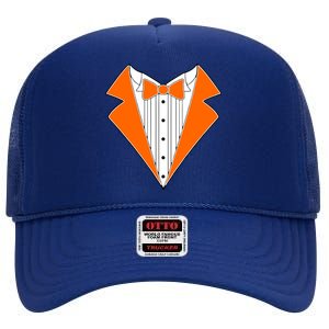 Orange Tuxedo Wedding Bachelor Prom Tux High Crown Mesh Back Trucker Hat