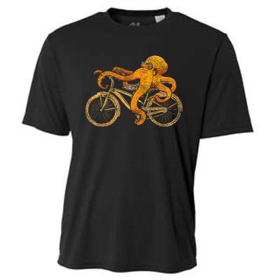 Octopus Riding Bicycle Octopus Cooling Performance Crew T-Shirt