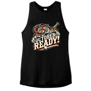 October Ready Baseball Tiger Fan Ladies PosiCharge Tri-Blend Wicking Tank