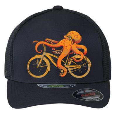 Octopus Riding Bicycle Octopus Flexfit Unipanel Trucker Cap