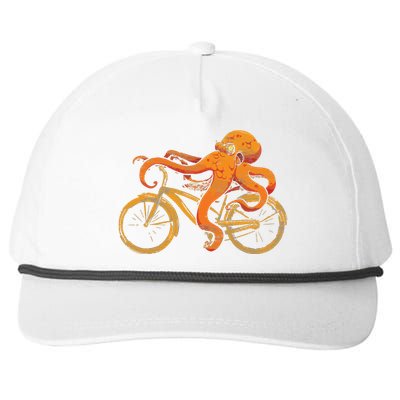 Octopus Riding Bicycle Octopus Snapback Five-Panel Rope Hat