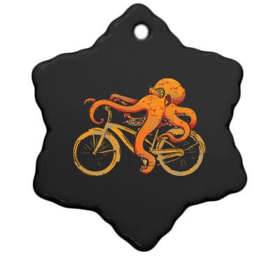 Octopus Riding Bicycle Octopus Ceramic Star Ornament