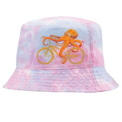 Octopus Riding Bicycle Octopus Tie-Dyed Bucket Hat