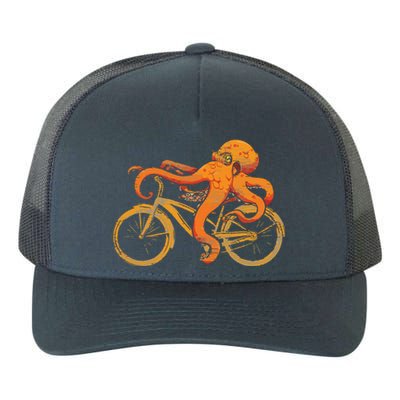 Octopus Riding Bicycle Octopus Yupoong Adult 5-Panel Trucker Hat