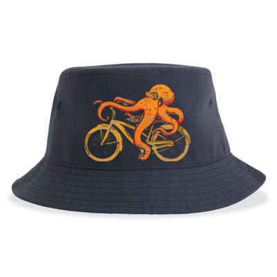 Octopus Riding Bicycle Octopus Sustainable Bucket Hat