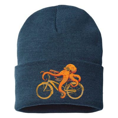 Octopus Riding Bicycle Octopus Sustainable Knit Beanie