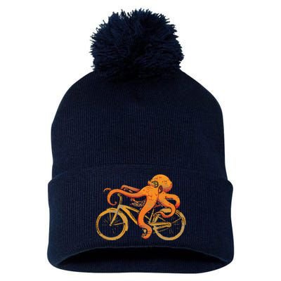 Octopus Riding Bicycle Octopus Pom Pom 12in Knit Beanie