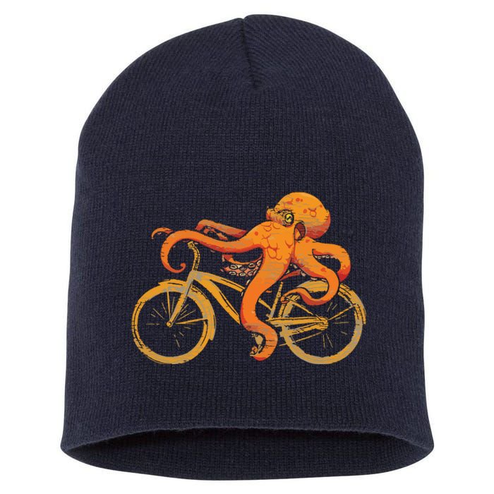 Octopus Riding Bicycle Octopus Short Acrylic Beanie