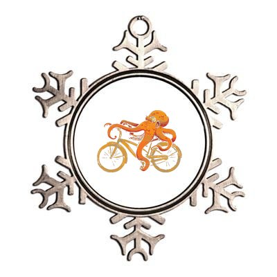 Octopus Riding Bicycle Octopus Metallic Star Ornament