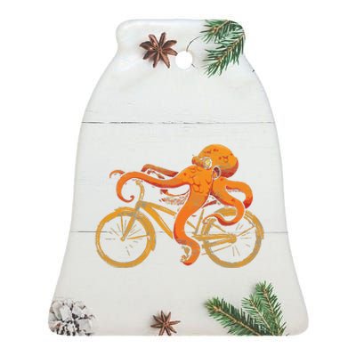 Octopus Riding Bicycle Octopus Ceramic Bell Ornament