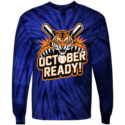 October Ready Baseball Tiger Fan Tie-Dye Long Sleeve Shirt