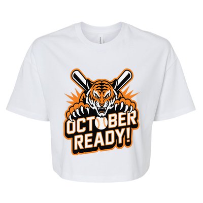 October Ready Baseball Tiger Fan Bella+Canvas Jersey Crop Tee