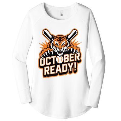 October Ready Baseball Tiger Fan Women's Perfect Tri Tunic Long Sleeve Shirt