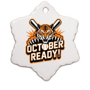 October Ready Baseball Tiger Fan Ceramic Star Ornament