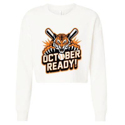 October Ready Baseball Tiger Fan Cropped Pullover Crew