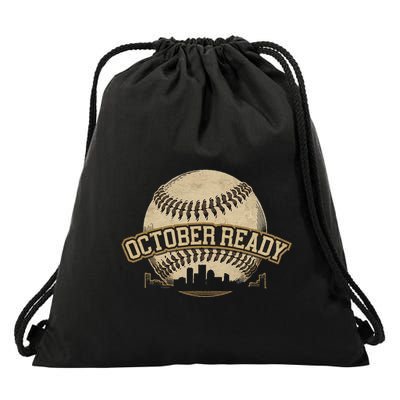 October Ready Baseball Design Perfect For Playoff Season Drawstring Bag