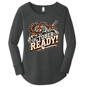 October Ready Baseball Tiger Fan Women's Perfect Tri Tunic Long Sleeve Shirt