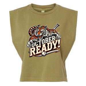 October Ready Baseball Tiger Fan Garment-Dyed Women's Muscle Tee