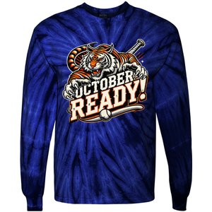 October Ready Baseball Tiger Fan Tie-Dye Long Sleeve Shirt